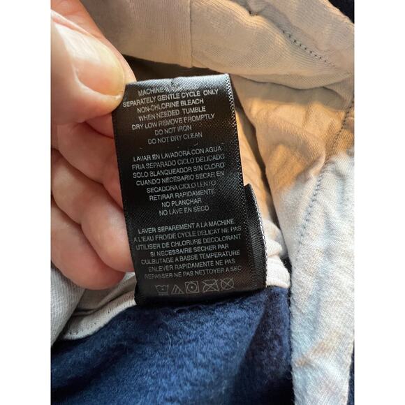 2016 Adidas Cotton Hoodie Sweatshirt Boys L 14/16 Blue Striped Sleeve Pocket - Picture 4 of 8